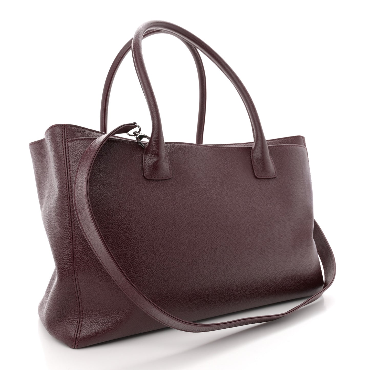 Calfskin Cerf Executive Shopper Tote Burgundy
