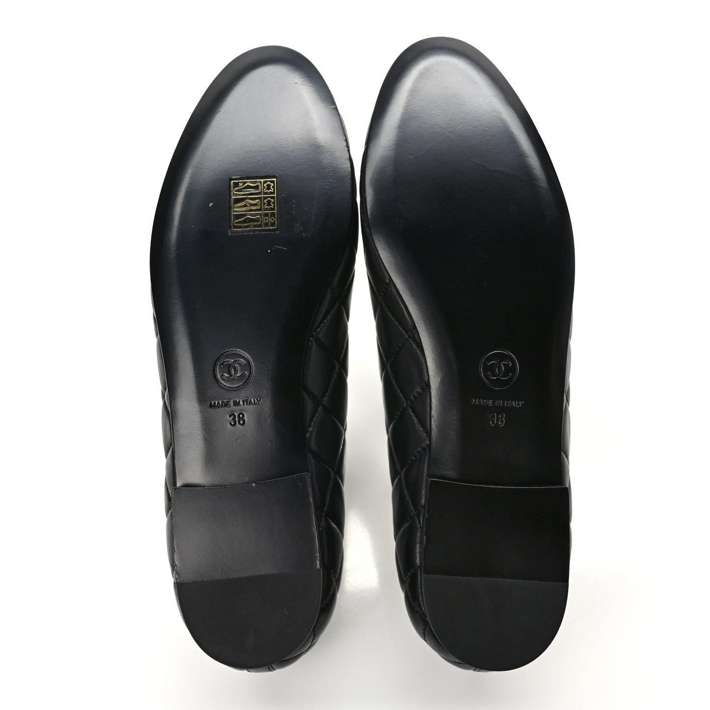 Lambskin Quilted CC Ballerina Flats 38 Black