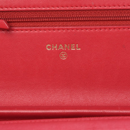 Chanel Lambskin Quilted Boy Wallet On Chain WOC Red 7 of 11
