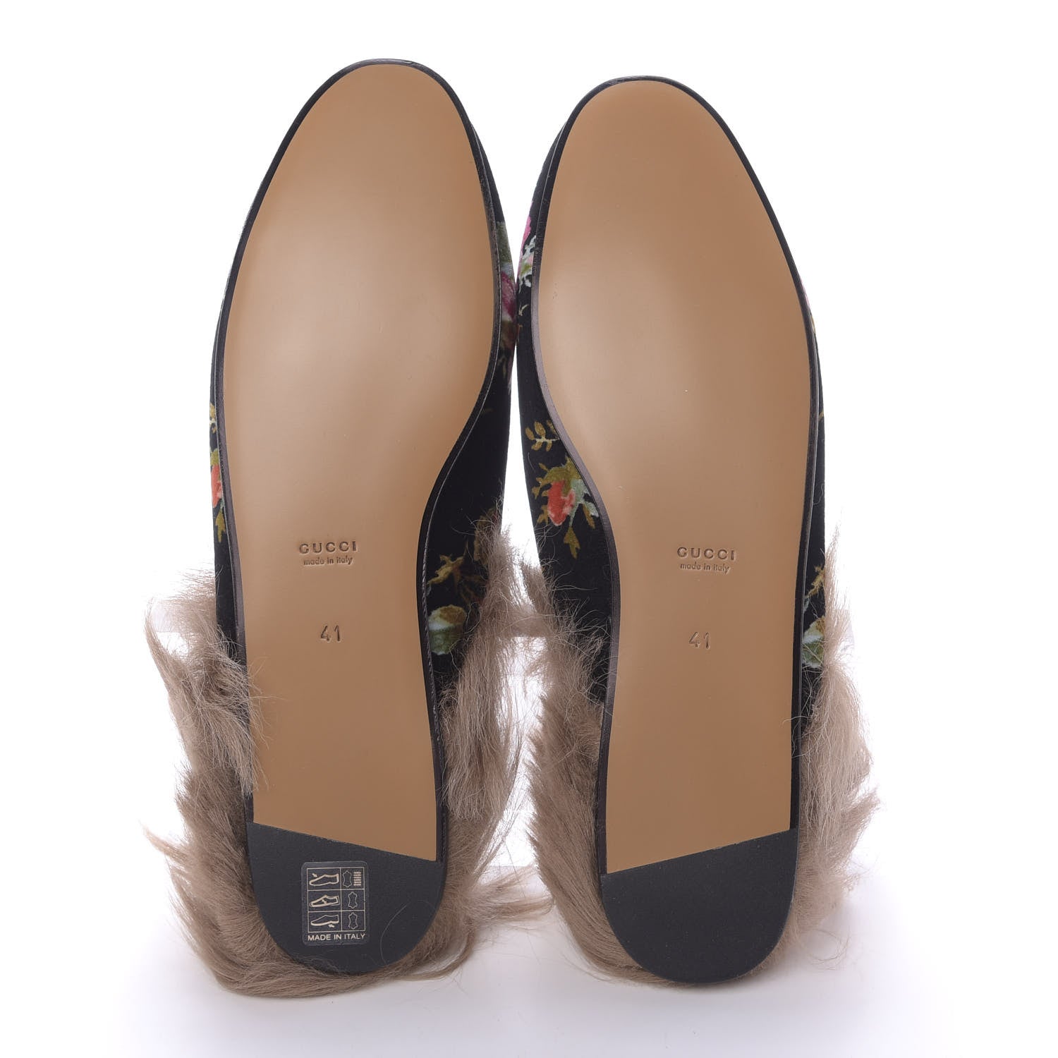 Gucci Velvet Fur Floral Womens Princetown Slippers 41 Black 6 of 10