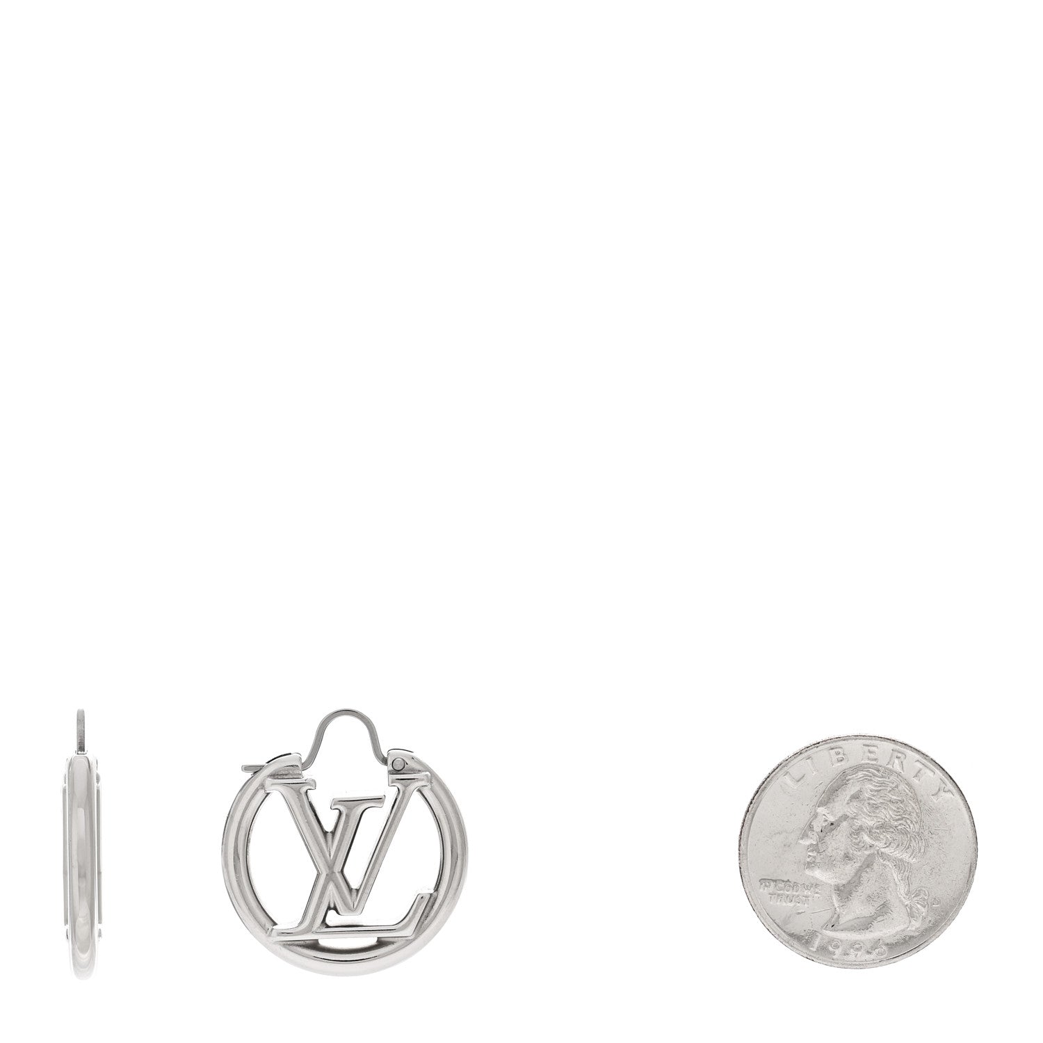 Louis Vuitton Palladium Small Louise Hoop Earrings Silver 2 of 5
