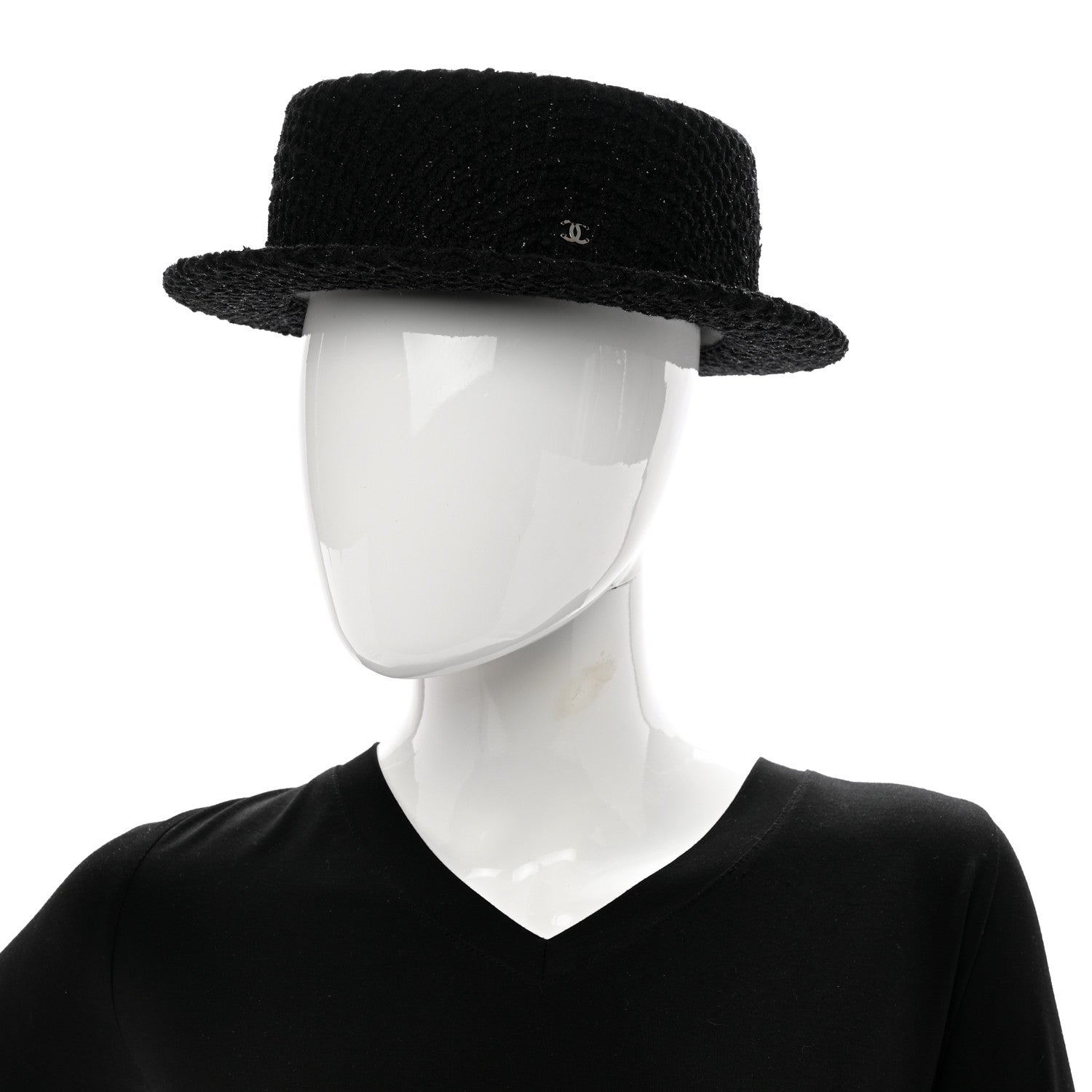 Chanel Tweed Boat Hat M Black 2 of 7