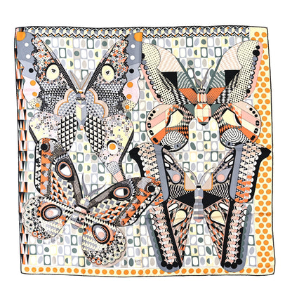 Hermes Silk Les Ailes De La Soie Scarf 90 Jaune Paille Black Orange 1 of 4