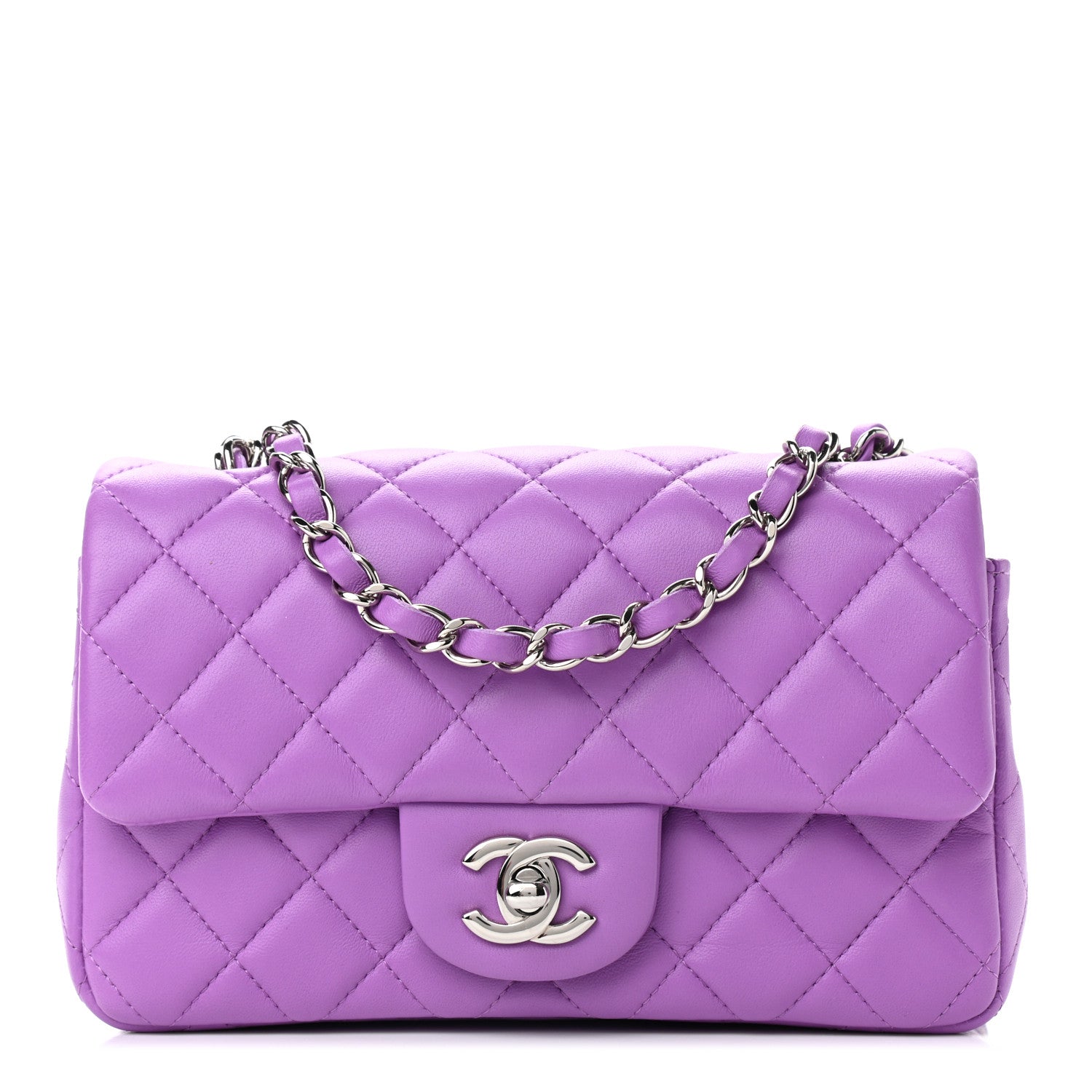 Chanel Lambskin Quilted Mini Rectangular Flap Purple 1 of 9