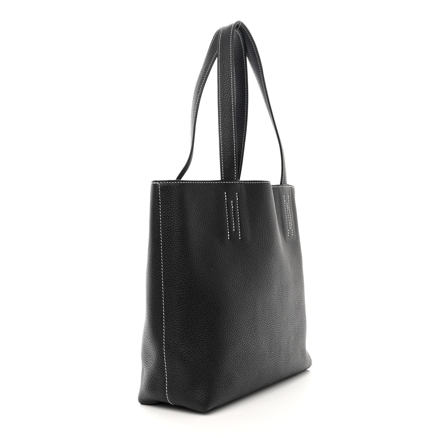Hermes Taurillon Clemence Double Sens 30 Reversible Tote Bleu Nuit Black 3 of 12