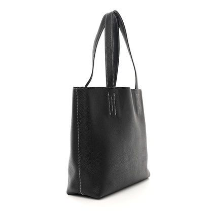 Hermes Taurillon Clemence Double Sens 30 Reversible Tote Bleu Nuit Black 3 of 12