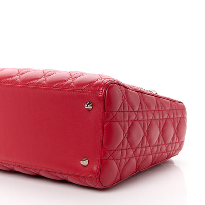 Christian Dior CHRISTIAN DIOR Lambskin Cannage Medium Lady Dior Red 12 of 13