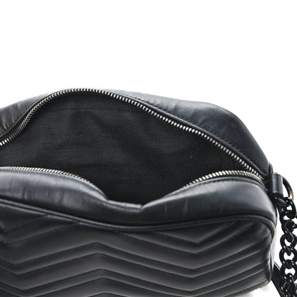 Gucci Calfskin Matelasse Monochrome Small GG Marmont Chain Shoulder Bag Black 12 of 13
