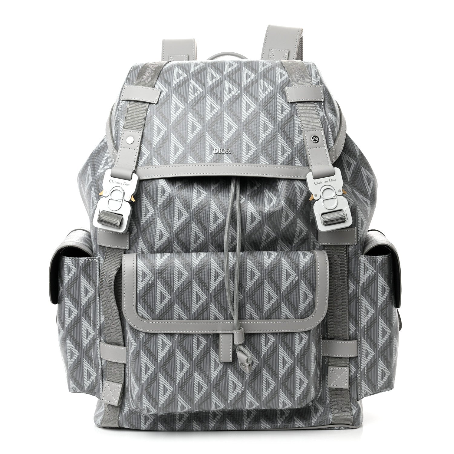 Christian Dior Coated Canvas CD Diamond Large Hit The Road Backpack Gray 1 of 9