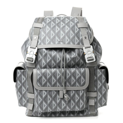 Christian Dior Coated Canvas CD Diamond Large Hit The Road Backpack Gray 1 of 9