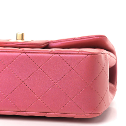 Chanel Iridescent Lambskin Quilted Mini Top Handle Rectangular Flap Red 6 of 8