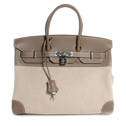 Hermes Toile Swift Birkin 35 Etoupe 1 of 10