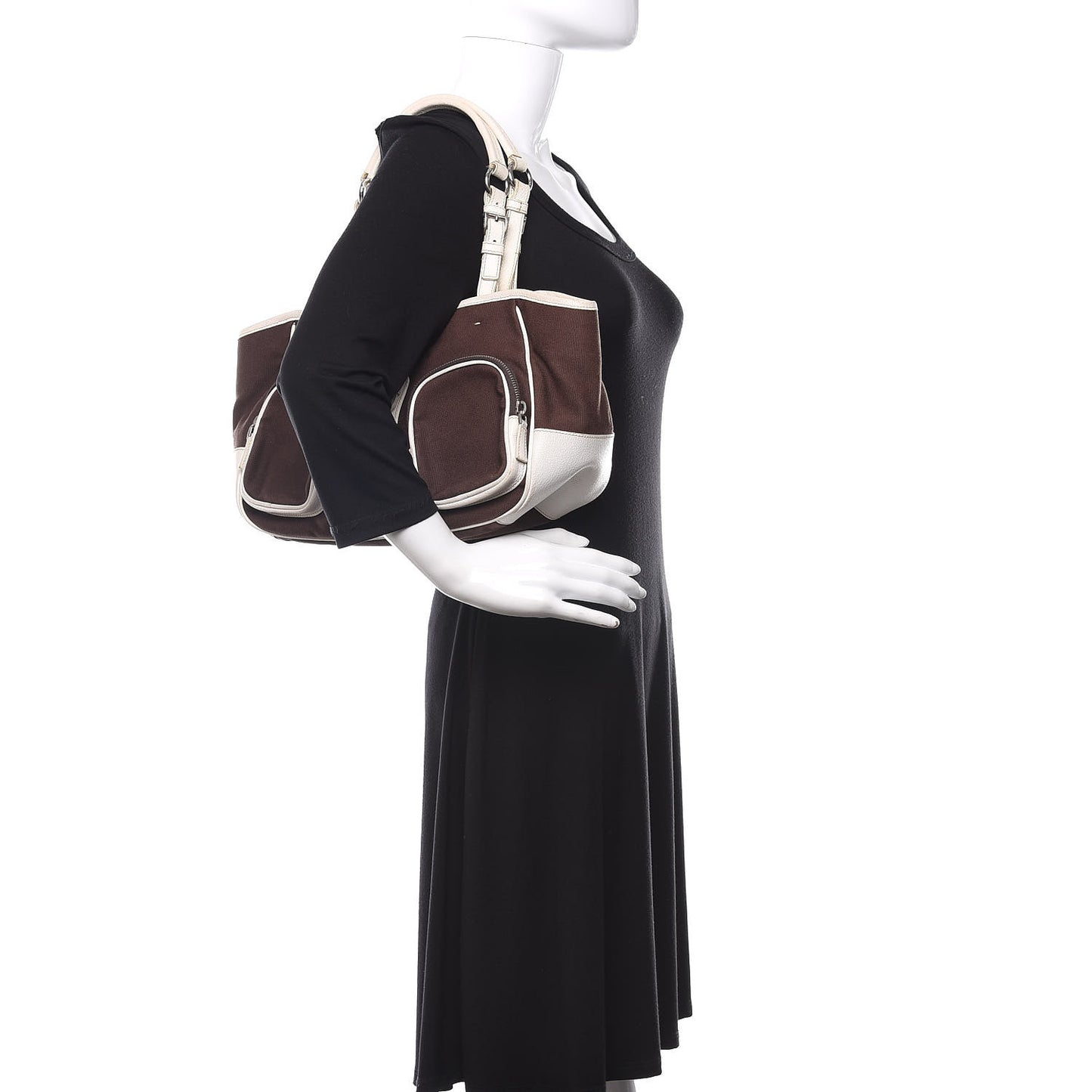 Canvas Calfskin Shoulder Bag