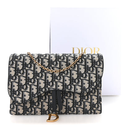 Christian Dior Oblique Saddle Chain Pouch Blue 11 of 11