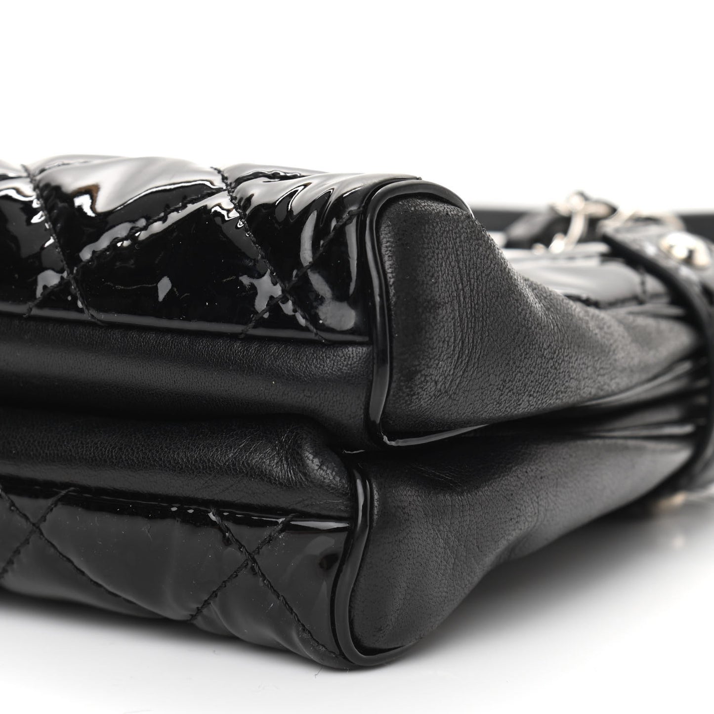 Patent Quilted Medium Just Mademoiselle Bowling Bag Black