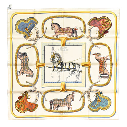 Hermes Silk Grand Apparat Forever Scarf 90 Creme Gold Multicolore 1 of 6