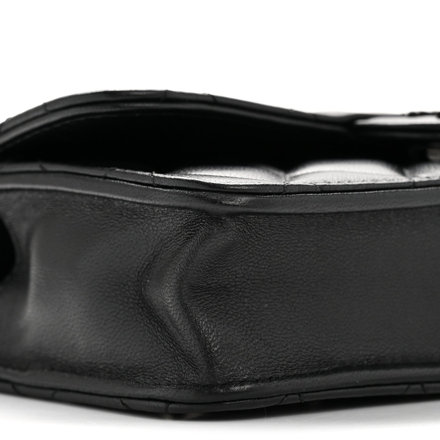 Lambskin Quilted Flap Phone Holder With Chain So Black