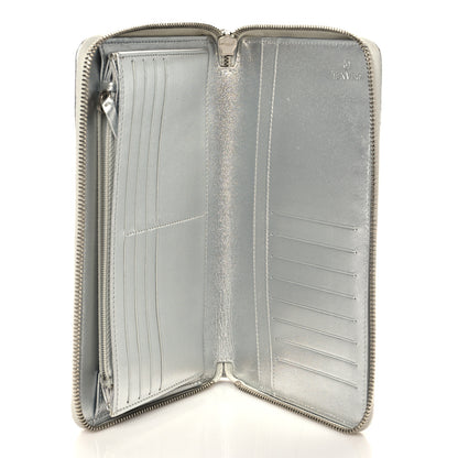 Chanel Iridescent Lambskin Quilted Large Zip Around Organizer Wallet Silver 5 of 7