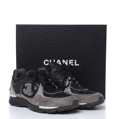 Chanel Suede Calfskin CC Sneakers 39 Black Grey 11 of 11