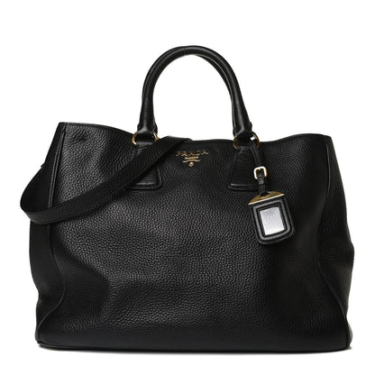 Prada Vitello Daino Tote Black 1 of 15
