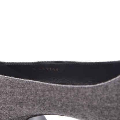 Chanel Wool Velvet Cap Toe Pumps 37 Grey Black 7 of 9