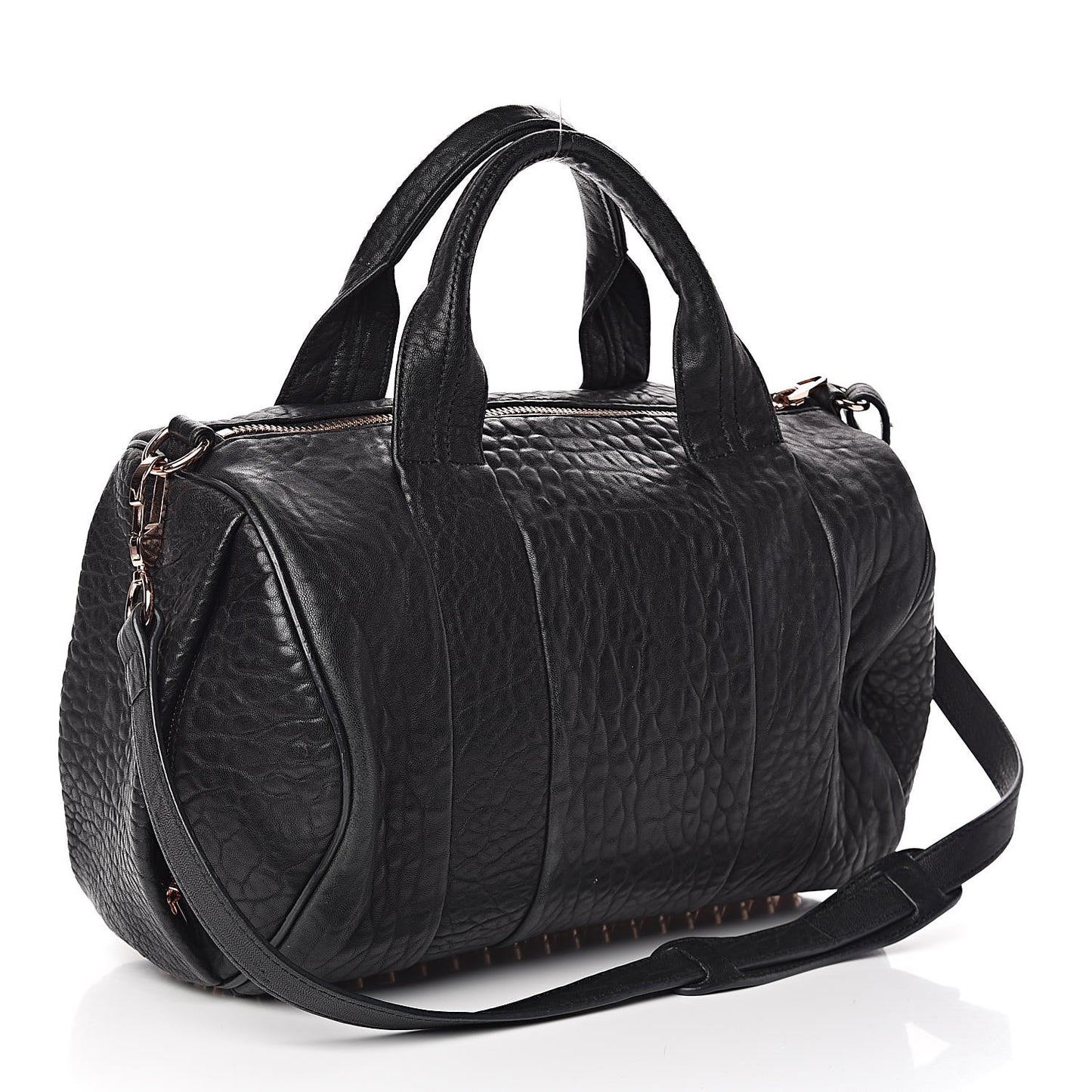Pebbled Lambskin Rocco Black Rose Gold Hardware