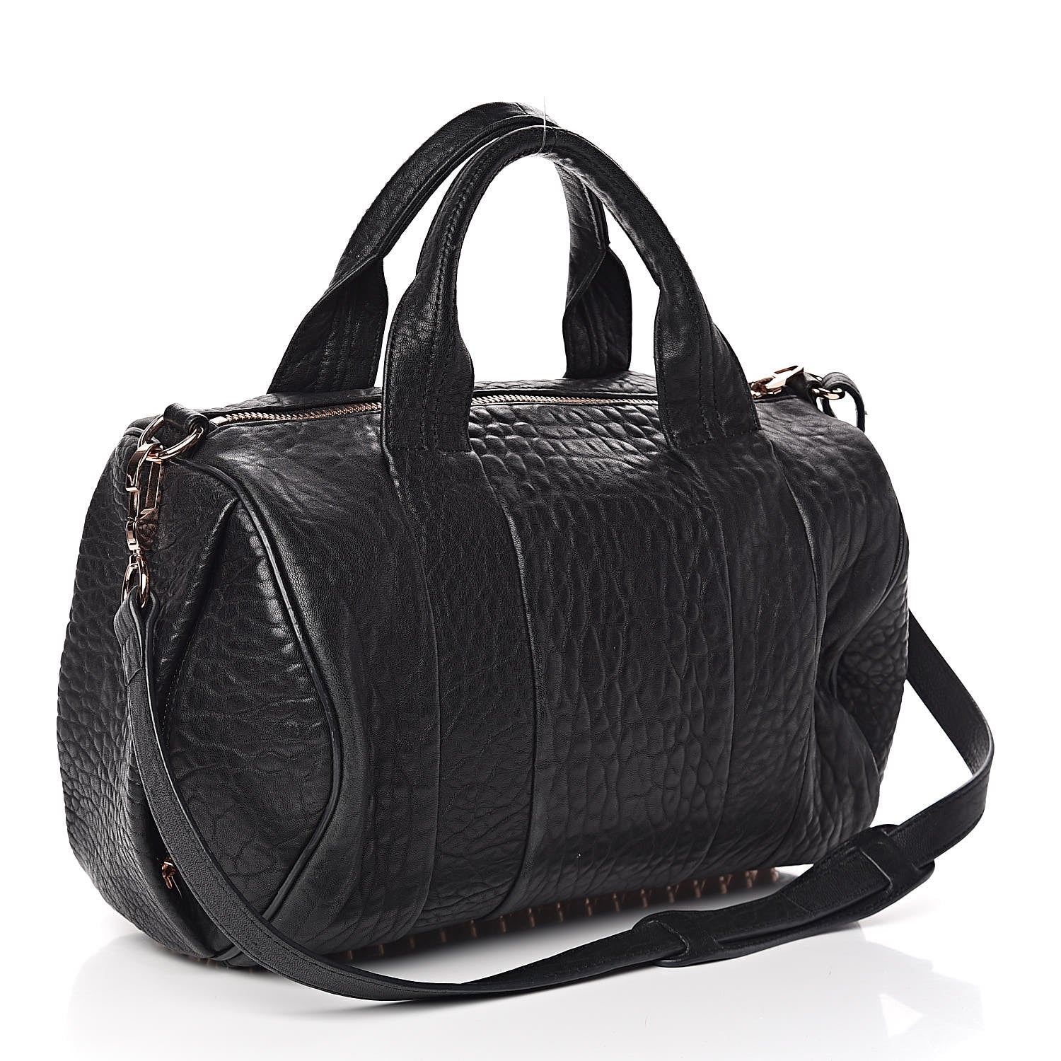 Alexander Wang Pebbled Lambskin Rocco Black Rose Gold Hardware 3 of 9