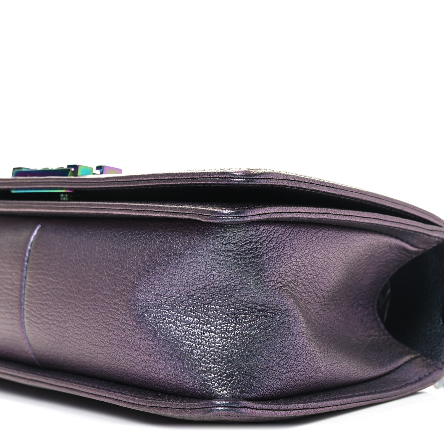 Chanel Iridescent Goatskin Quilted Medium Boy Flap Purple 10 of 10