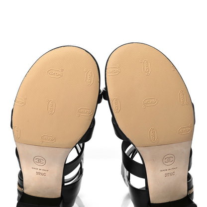 Chanel Calfskin Gladiator Sandals 39.5 Black 9 of 9