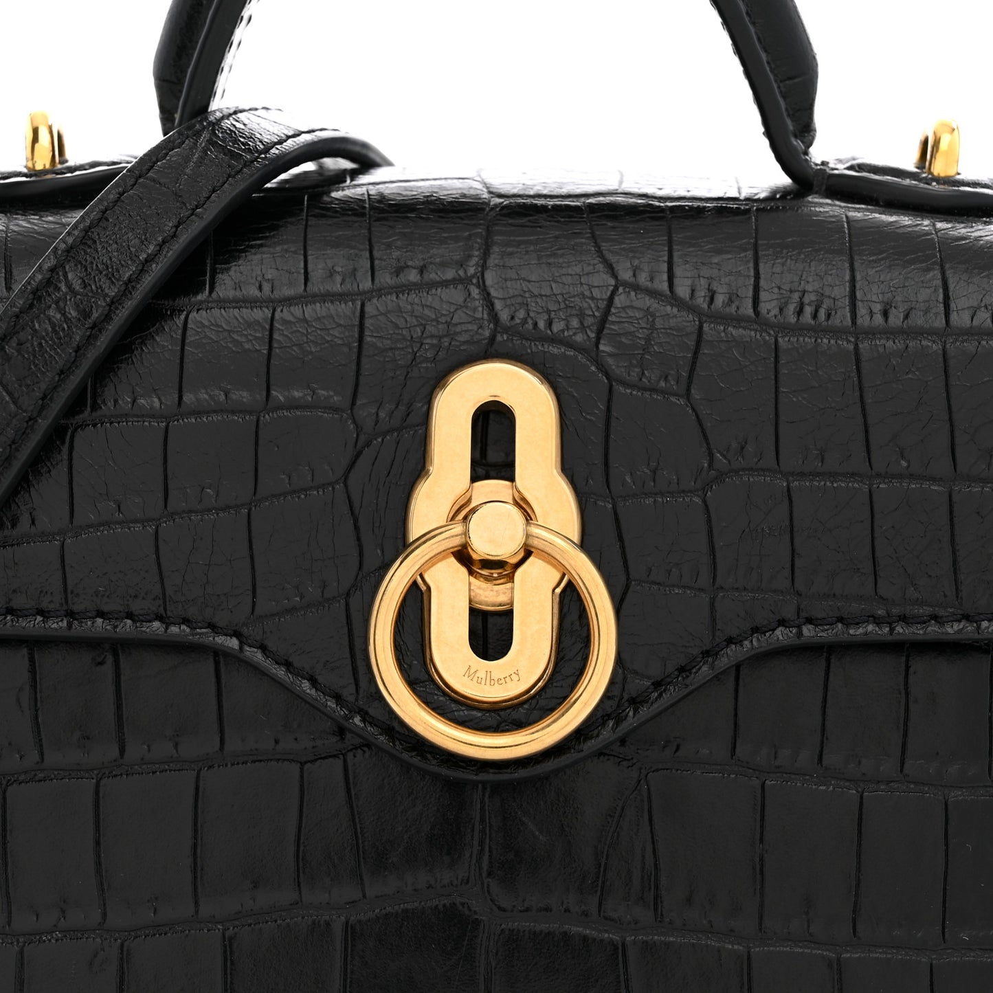 Calfskin Crocodile Embossed Micro Seaton Black
