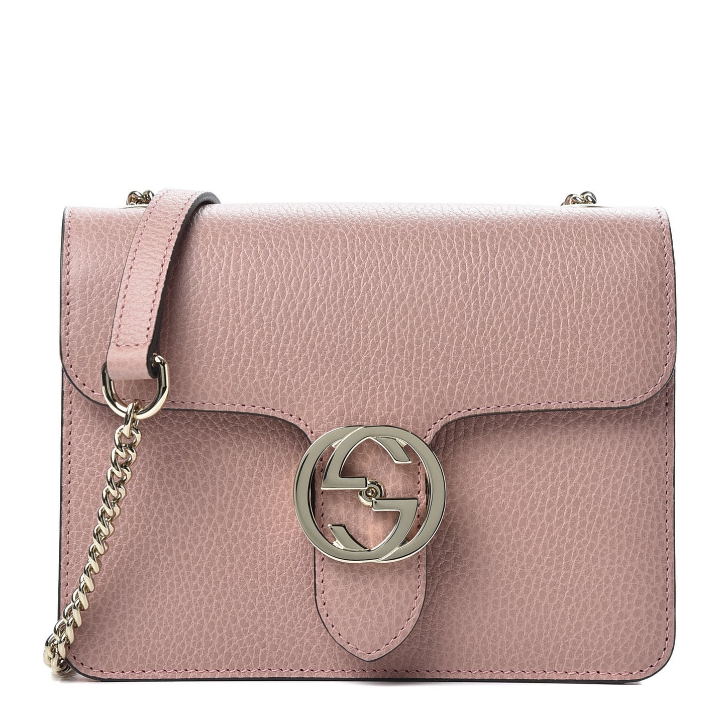 Dollar Calfskin Small Interlocking G Shoulder Bag Soft Pink