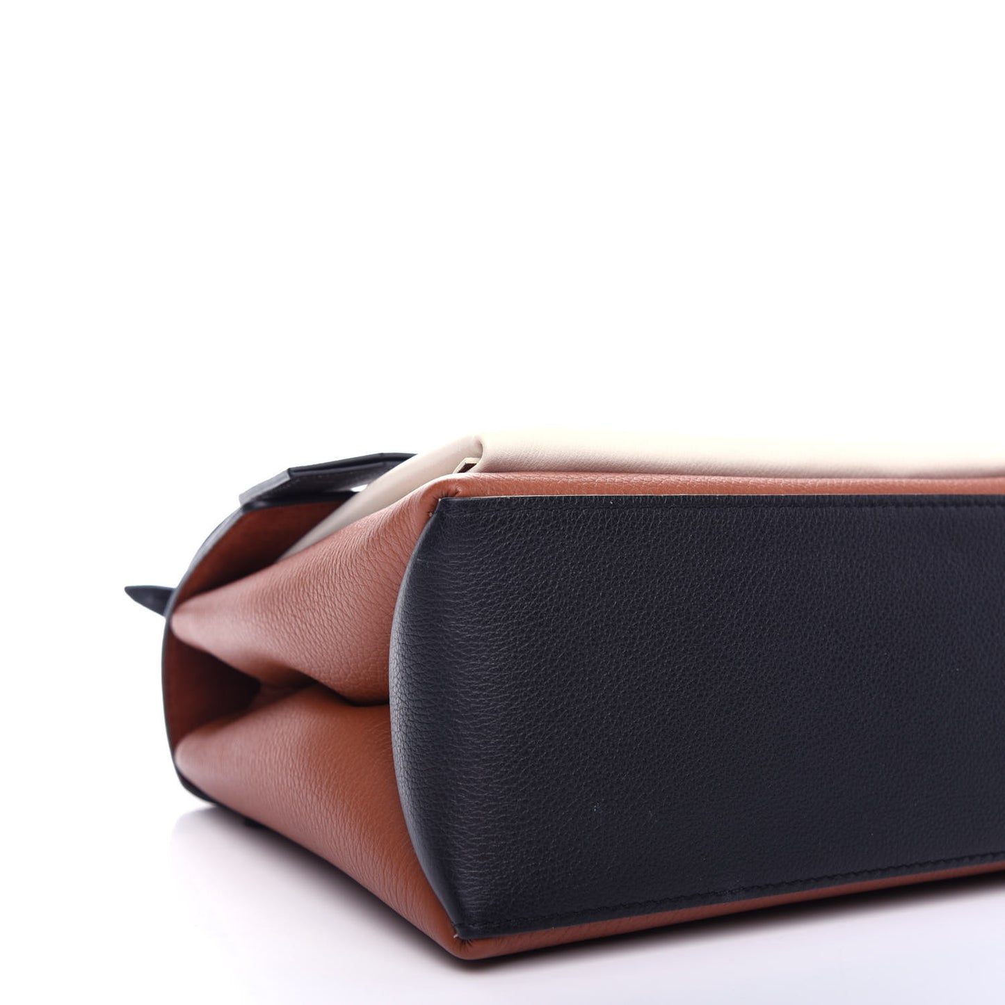 Soft Calfskin My Lockme Top Handle Creme Black