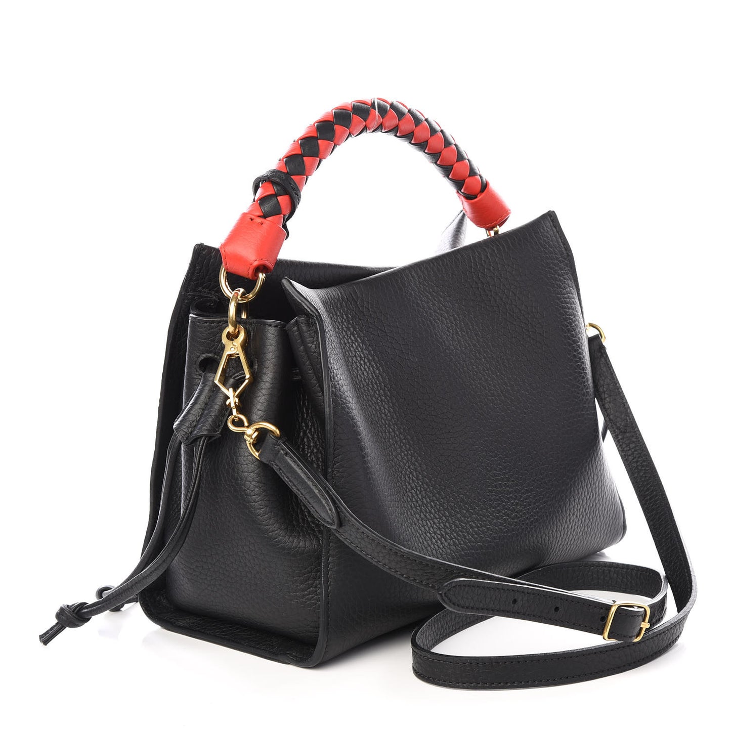 Heavy Grain Small Iris Tote Black Red