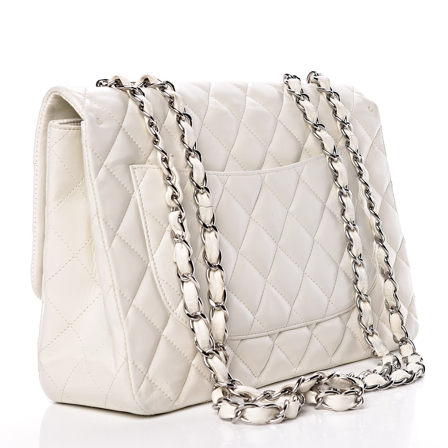 Chanel Lambskin Quilted Jumbo Single Flap White 3 of 19