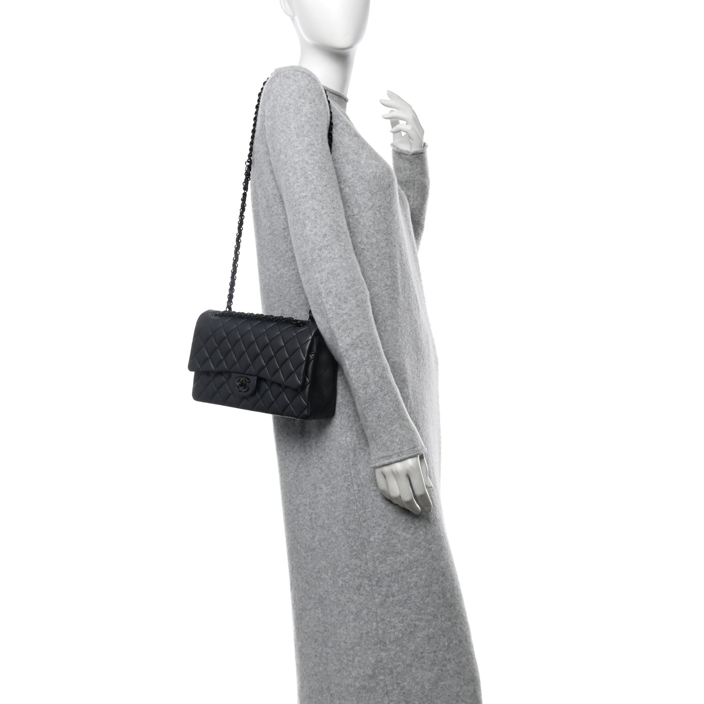 Lambskin Quilted Medium Double Flap So Black