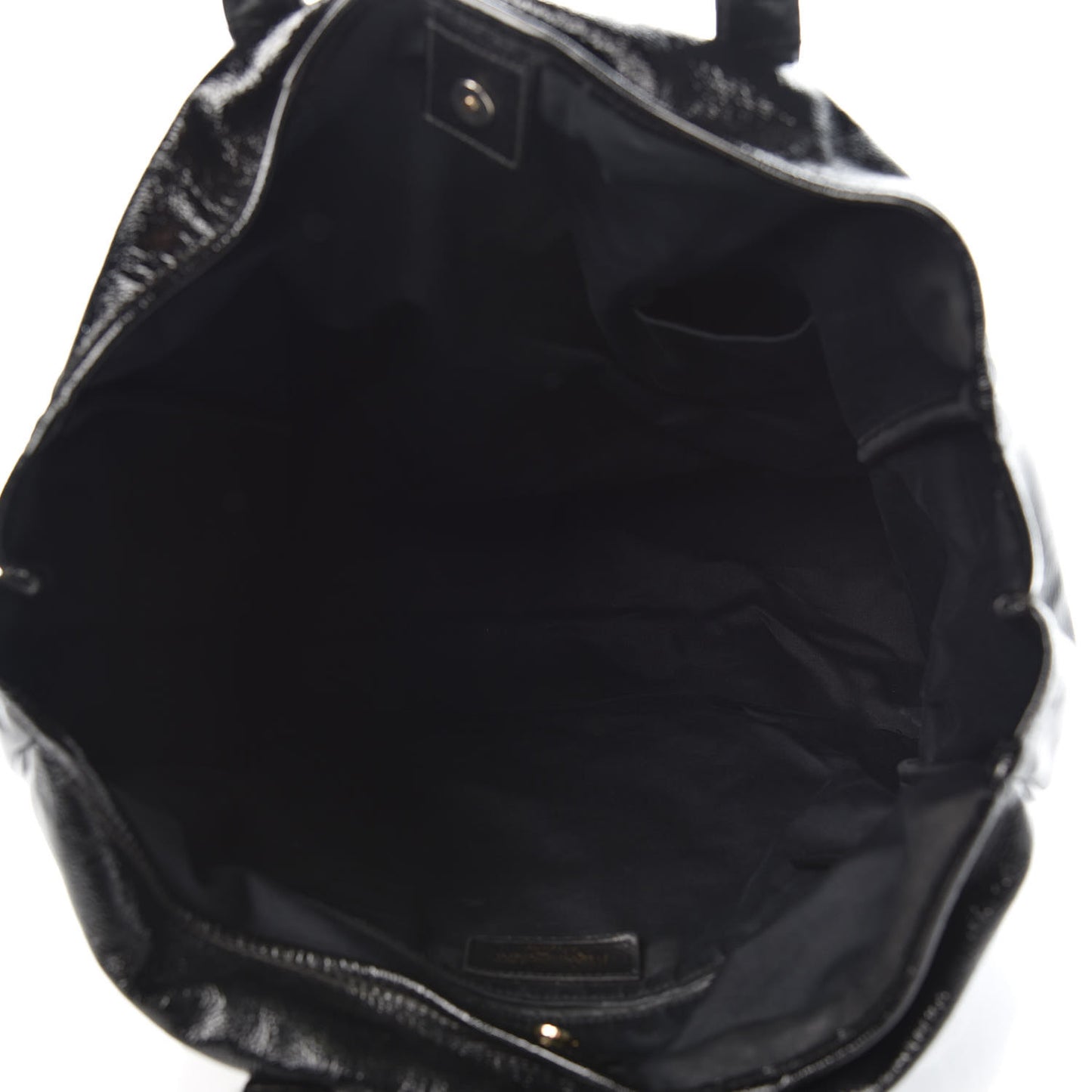 Textured Patent Large Y-Mail Tote Black