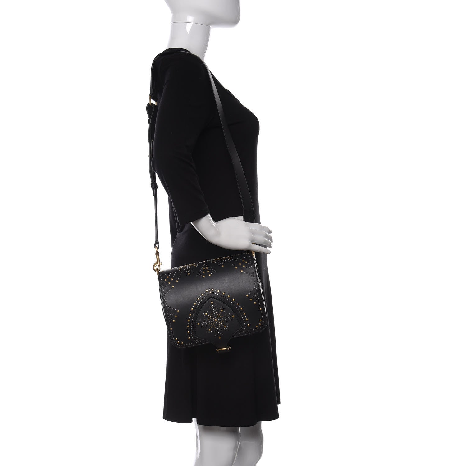 Burberry Calfskin Studded Square Satchel Black 2 of 10