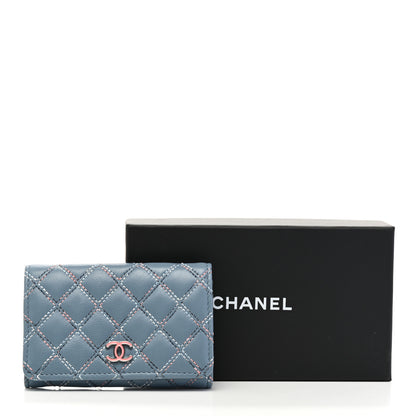 Chanel Lambskin Double Stitch Quilted Flap Card Holder Light Blue 8 of 8