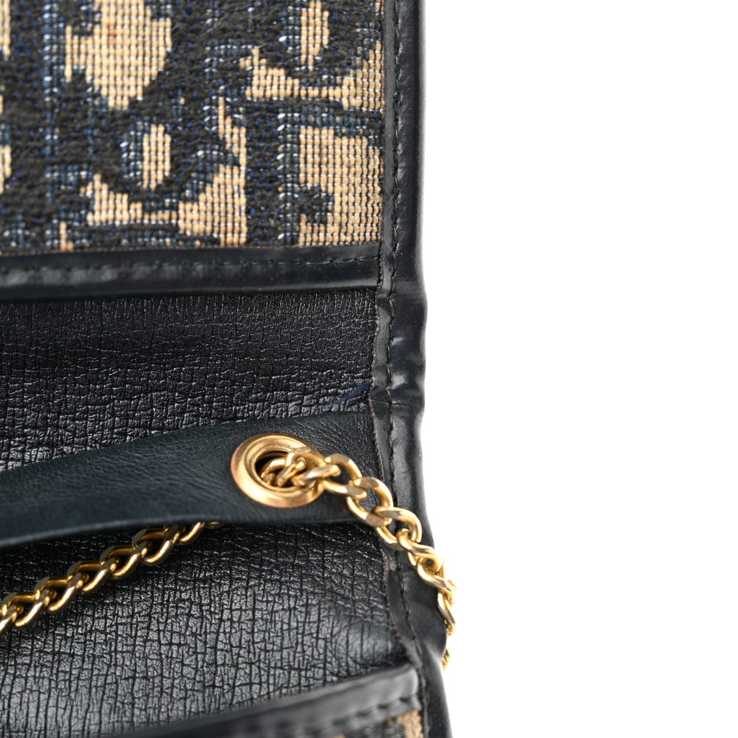 CHRISTIAN DIOR Monogram Chain Flap Blue