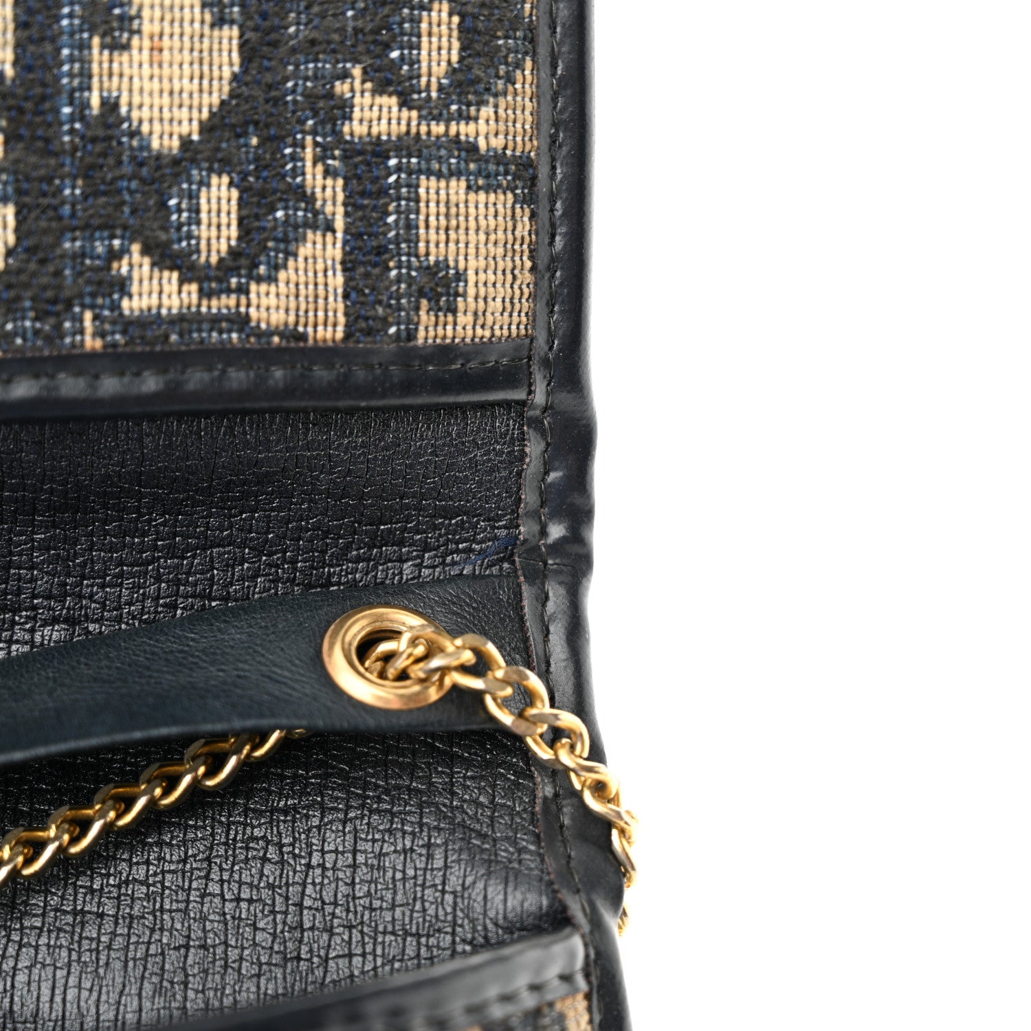 Christian Dior CHRISTIAN DIOR Monogram Chain Flap Blue 10 of 13