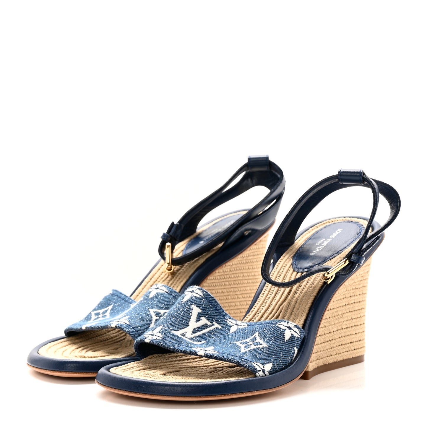 Monogram Denim Maia Wedge Sandal 36.5