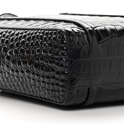 Balenciaga Shiny Calfskin Logo Crocodile Embossed XXS Everyday Tote Black 8 of 10