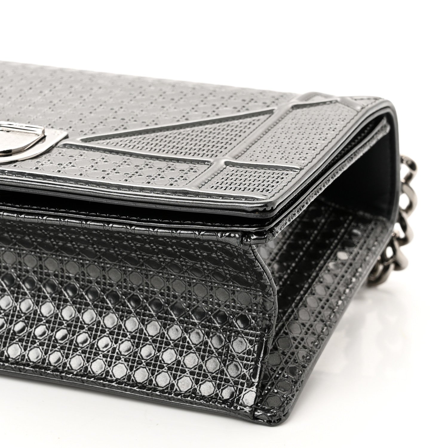 Christian Dior Metallic Patent Micro-Cannage Small Diorama Flap Bag Onyx Black 10 of 10
