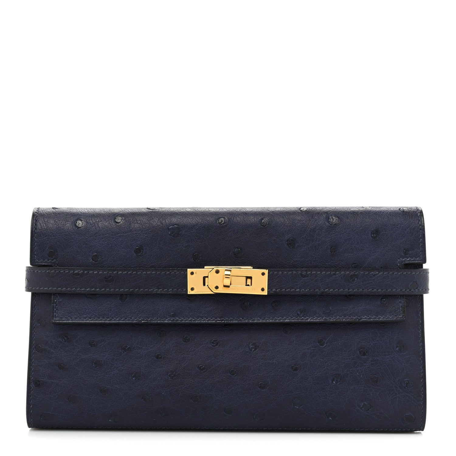 Hermes Ostrich Kelly Longue Wallet Bleu Iris 1 of 14