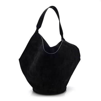 Khaite Suede Calfskin Medium Lotus Tote  Black 1 of 10