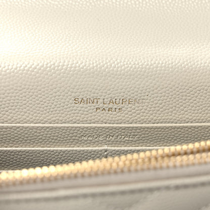 Saint Laurent Grain De Poudre Matelasse Chevron Monogram Envelope Chain Crema Soft 6 of 9