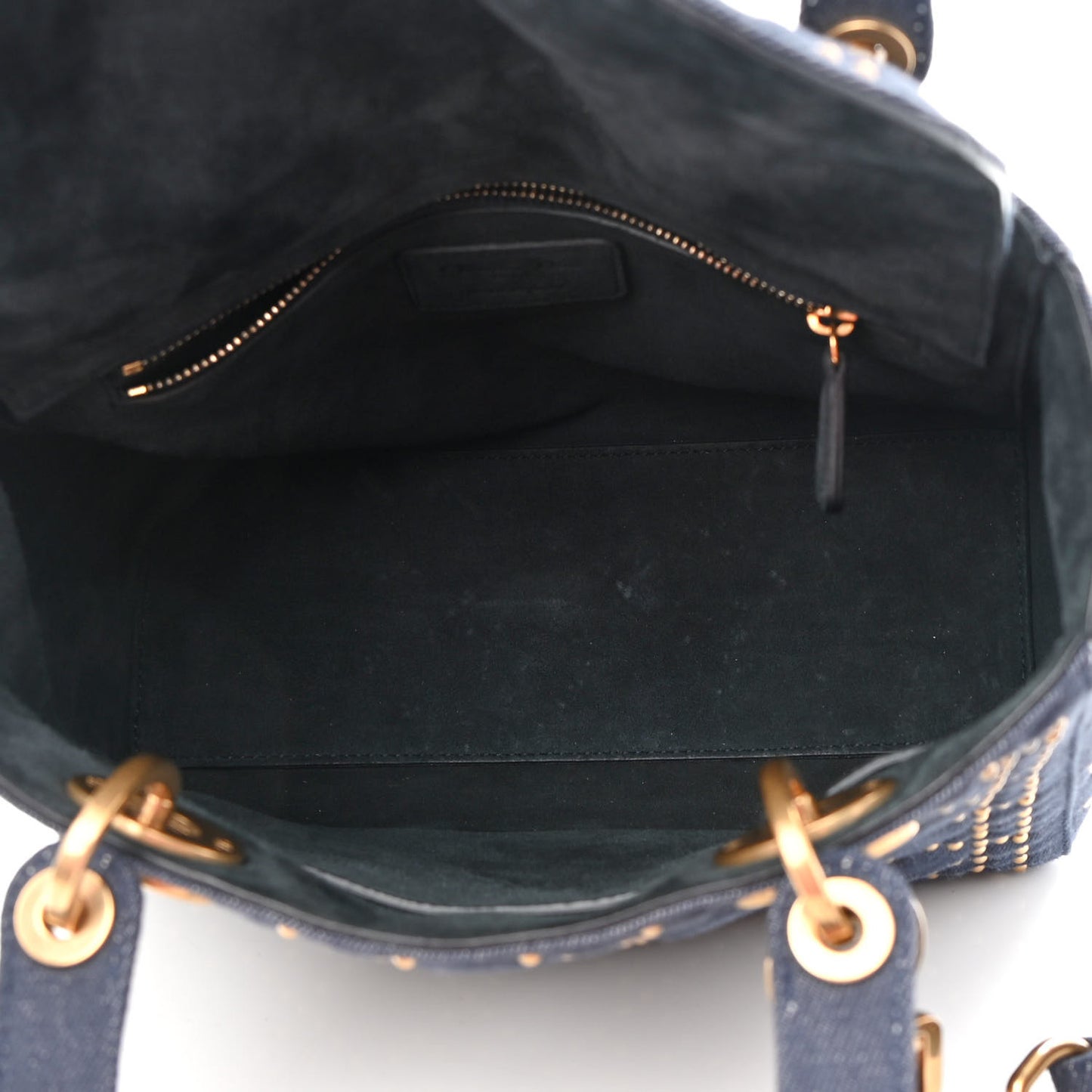 Canvas Cannage Studded Medium Supple Lady Dior Blue
