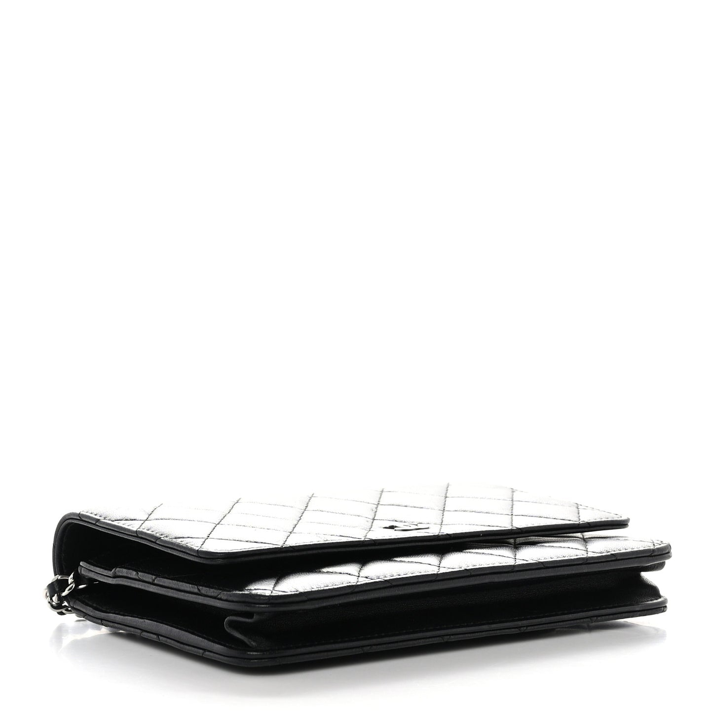 Lambskin Quilted Wallet On Chain WOC Black