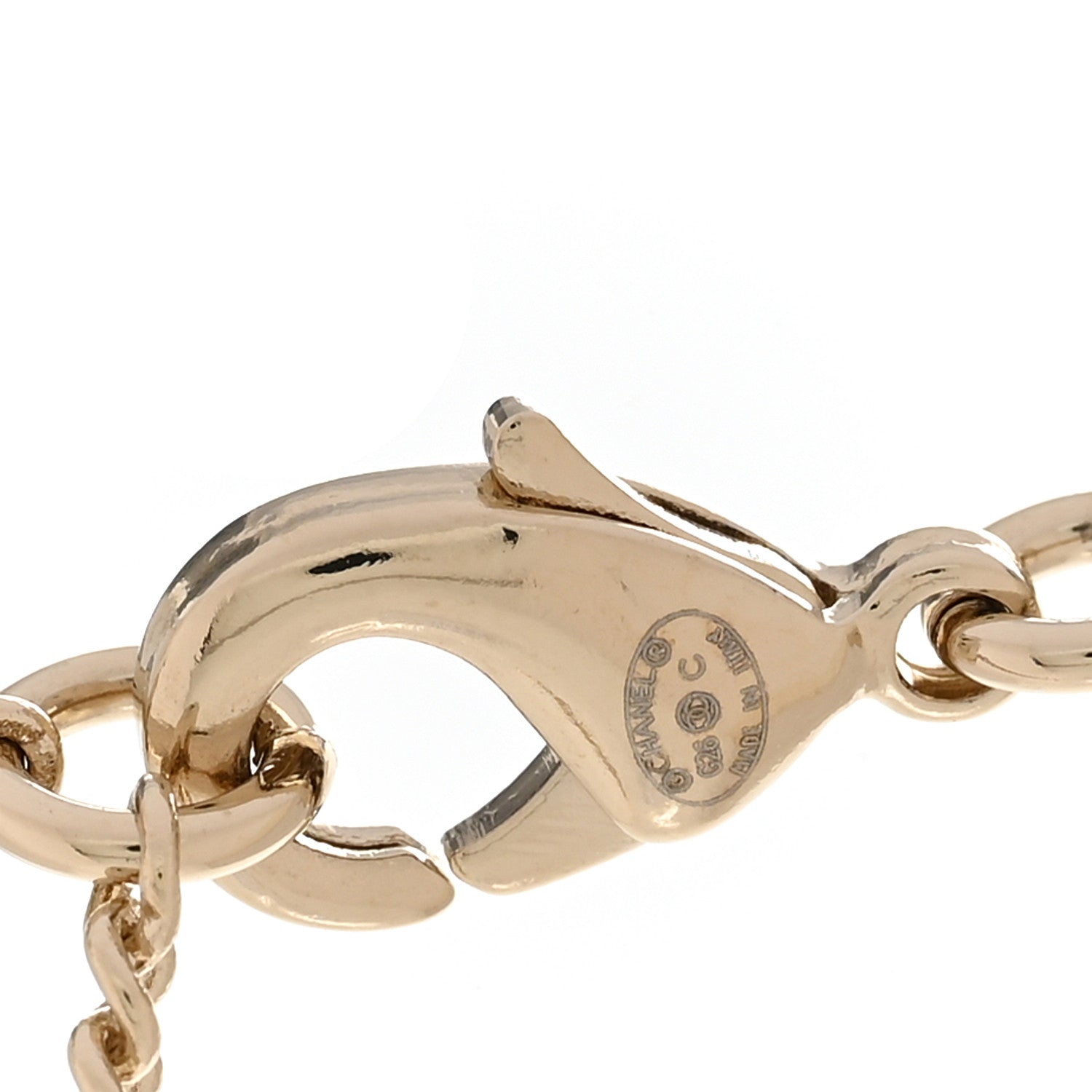 Chanel Pearl Crystal CC Deer Long Necklace Gold Green 5 of 6