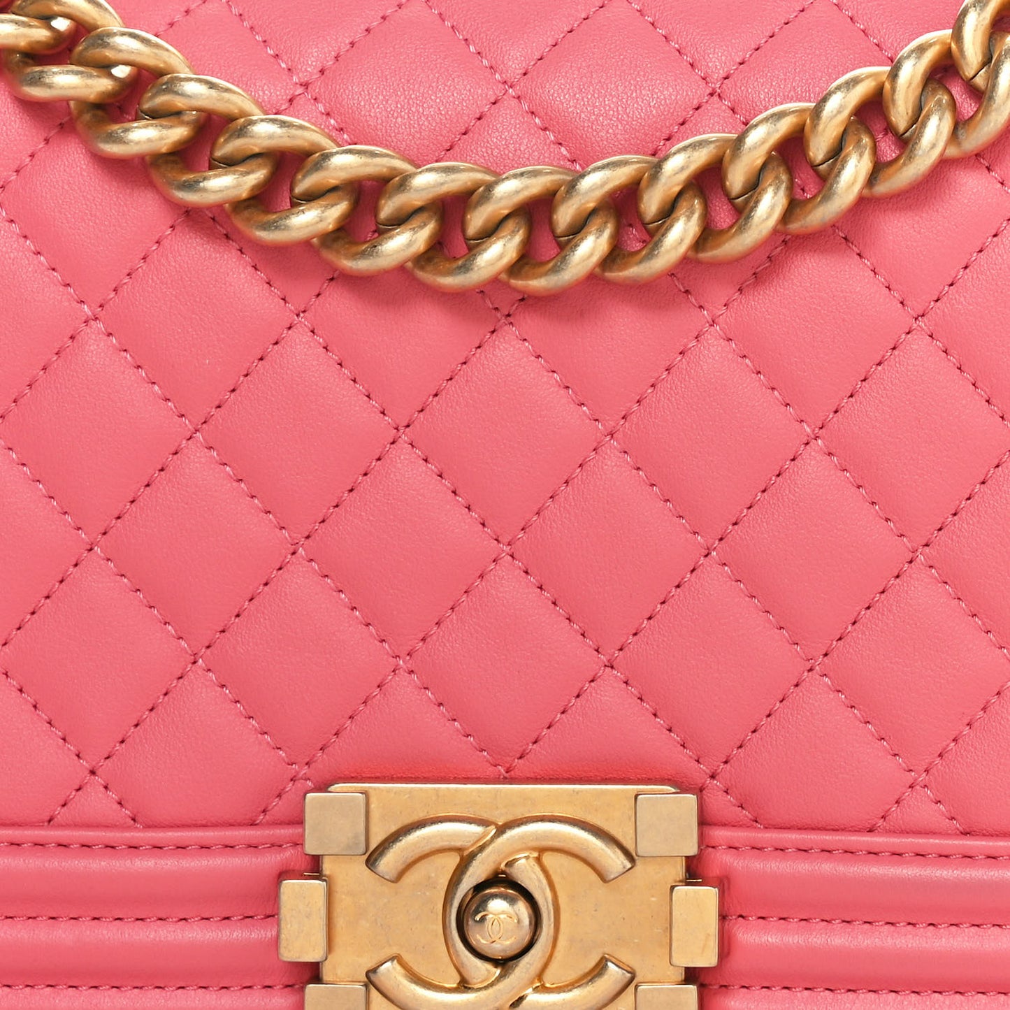 Calfskin Quilted Medium Boy Flap Pink